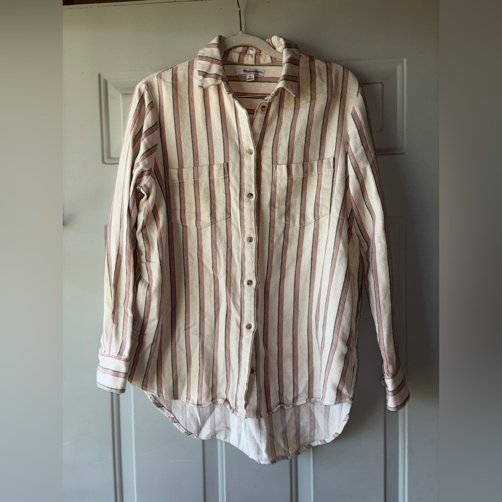 Madewell oversized striped button-front shirt size XS